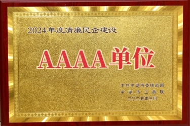 喜报！！永利集团88304官网纸业荣获平湖市2024年度清廉民营企业建设AAAA级单元称号